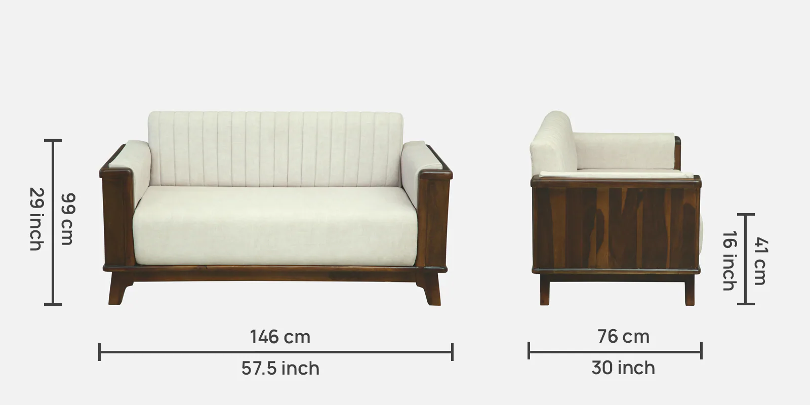 Heritage Luxe Wooden 2 Seater Sofa with Contemporary Armrest Design - Image 7