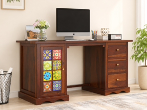 Heritage Premium Sheesham Wood Writing Table with Spacious Legroom