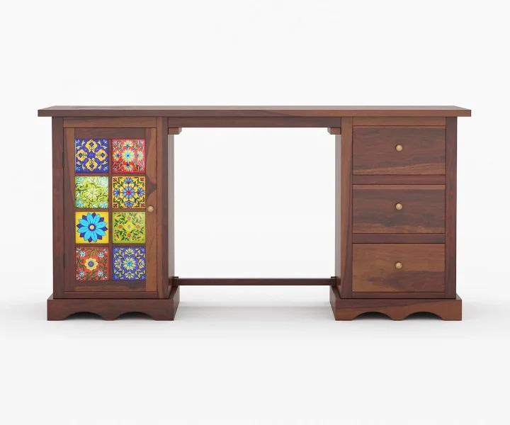 Heritage Premium Sheesham Wood Writing Table with Spacious Legroom - Image 2