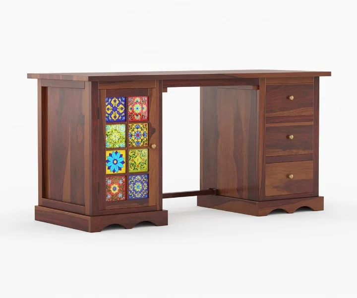 Heritage Premium Sheesham Wood Writing Table with Spacious Legroom - Image 3