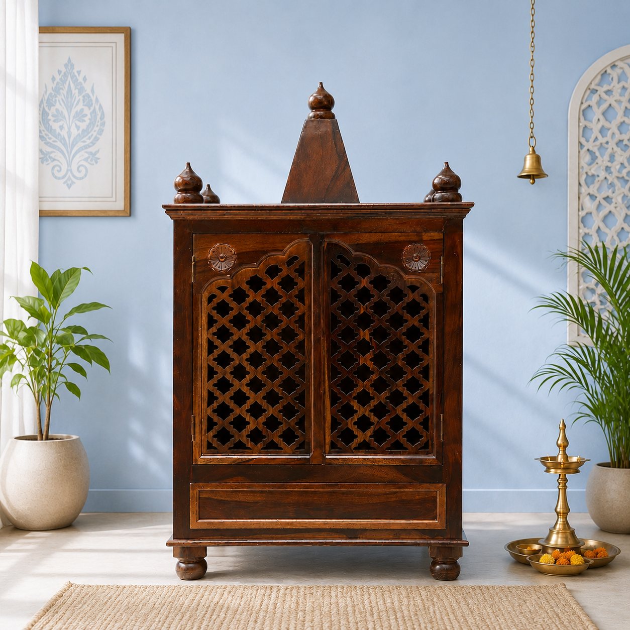 Heritage Royale Solid Wood Home Temple with Utility Storage Drawer