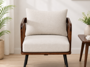 Heritage Style Solid Sheesham Wood 1 Seater Sofa with Elegant Wooden Frame