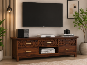 Hudson Solid Sheesham Wood TV Unit with Drawers