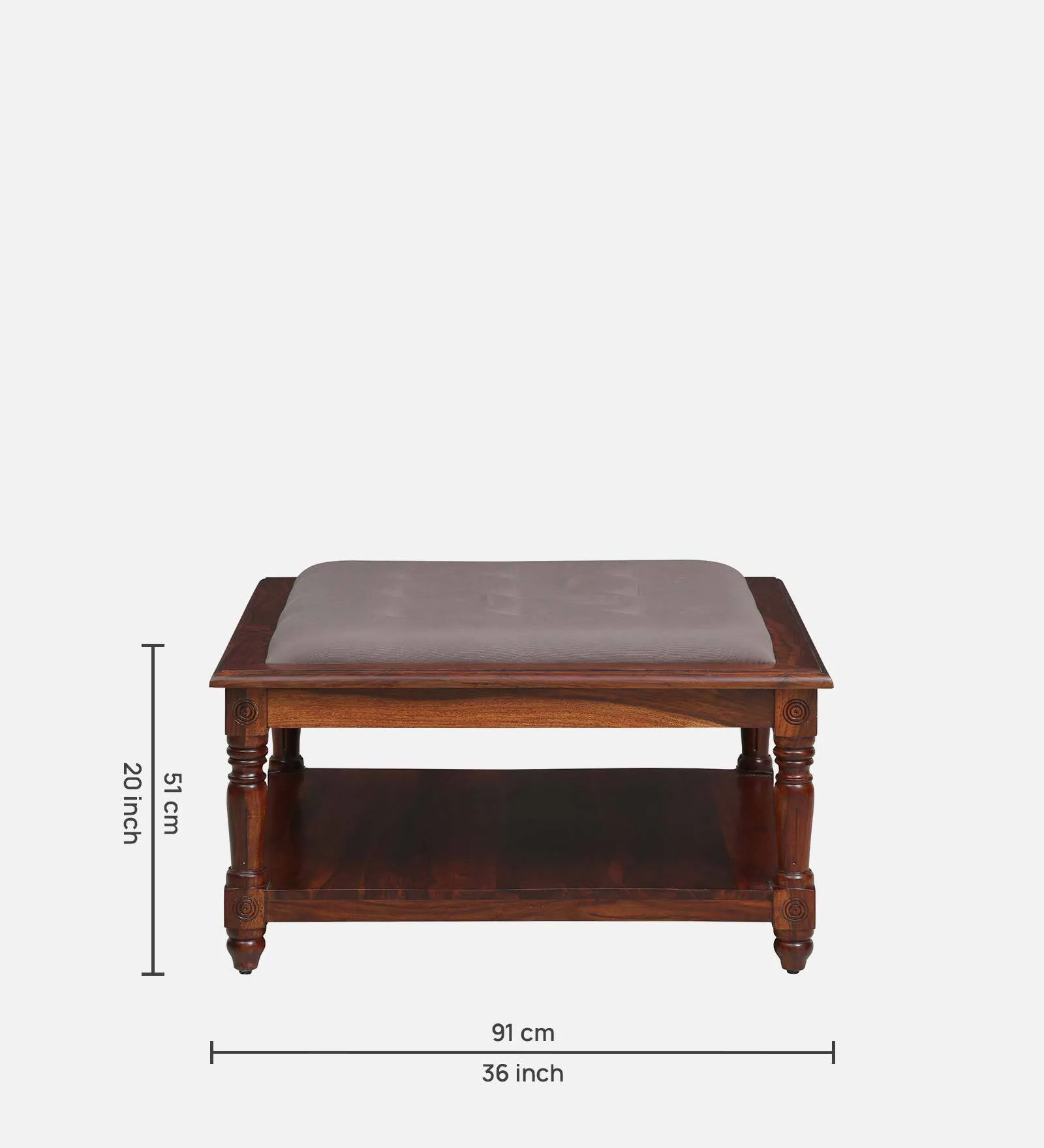 Imperial Crest Solid Sheesham Wood Coffee Table with Open Shelf - Image 5
