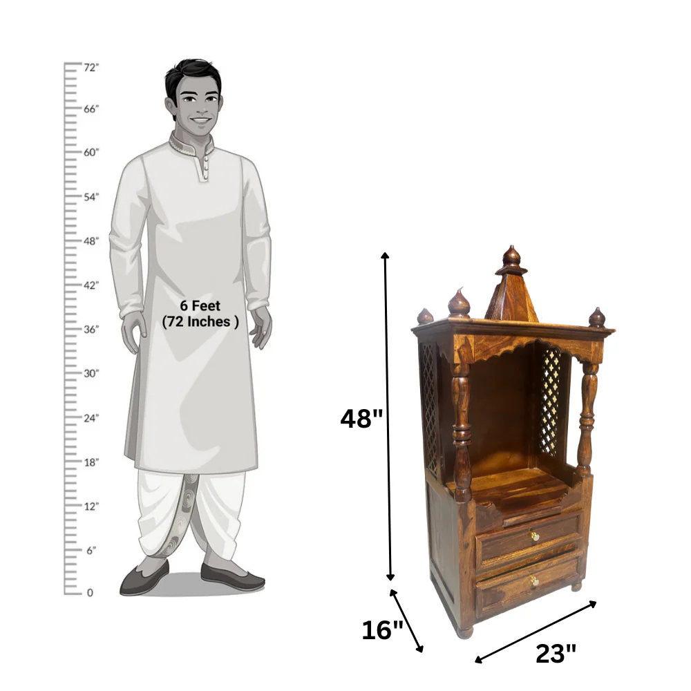 Imperial Heritage Luxury Sheesham Wood Temple Cabinet for Home Worship - Image 2