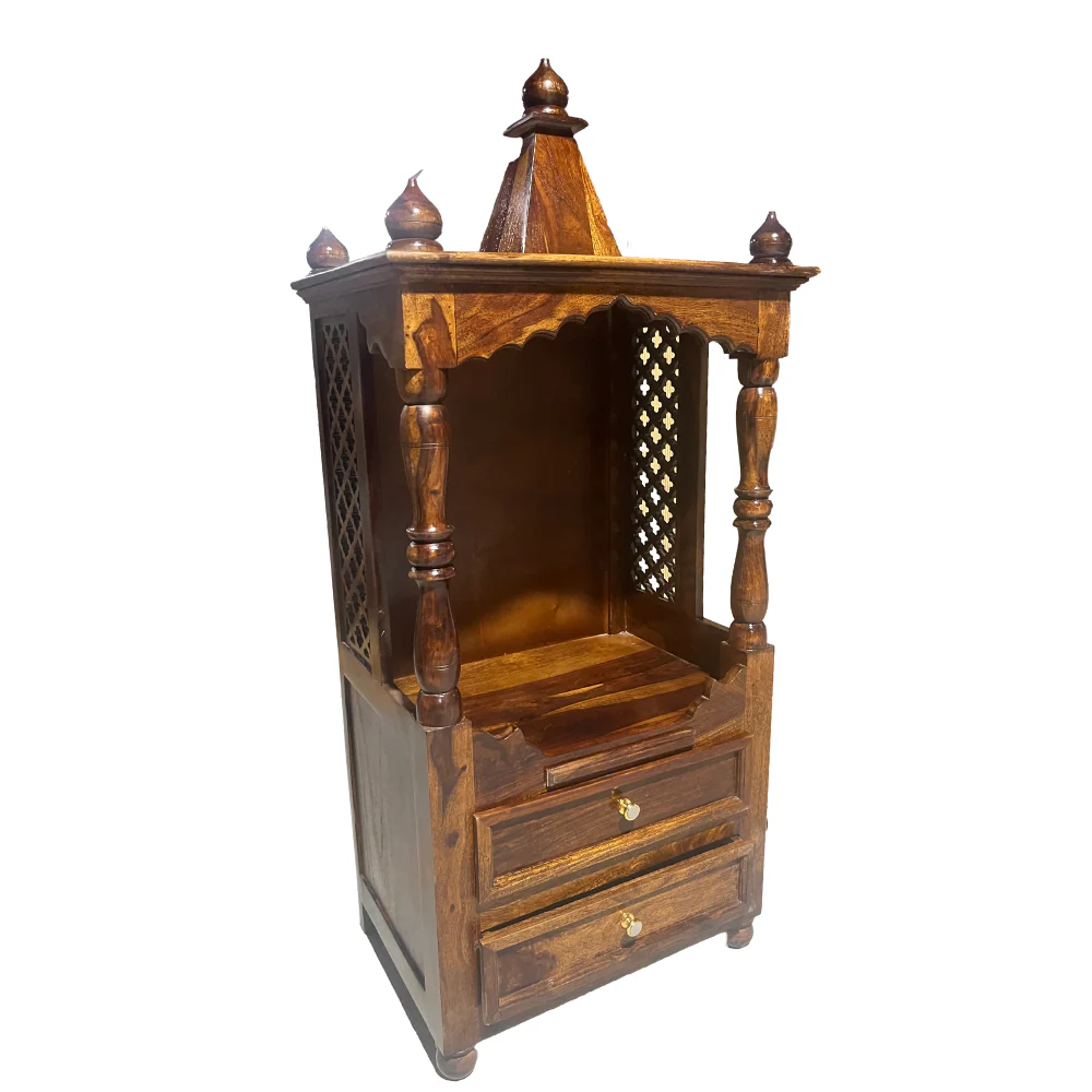 Imperial Heritage Luxury Sheesham Wood Temple Cabinet for Home Worship - Image 3