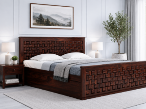 Imperial Luxury Wooden Storage Bed with Built-in Storage Compartments