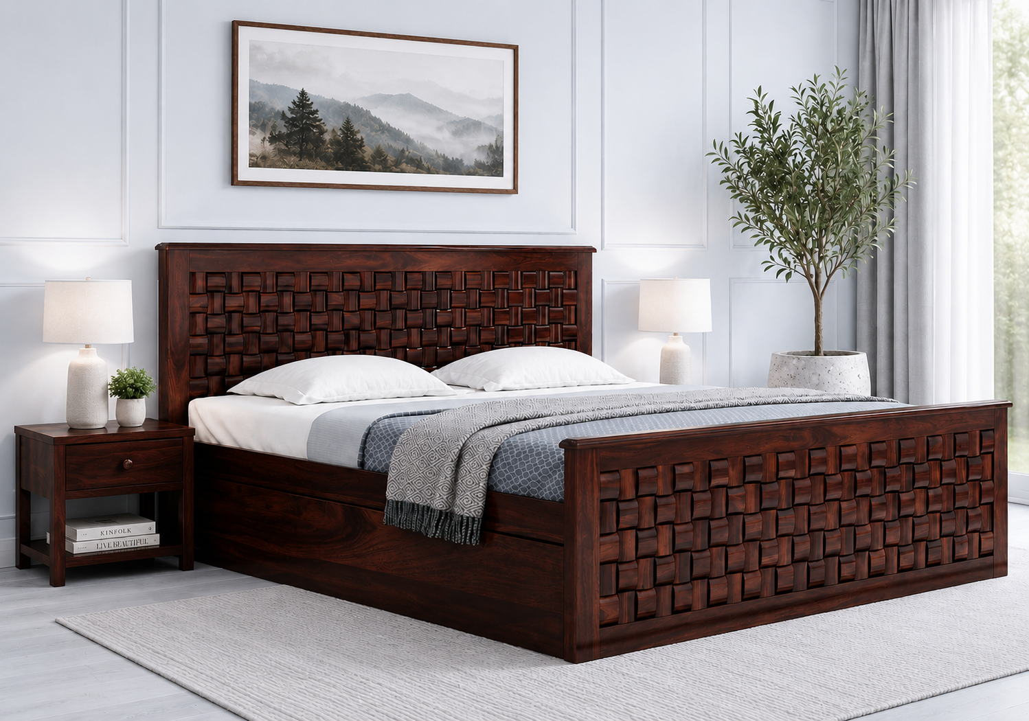 Imperial Luxury Wooden Storage Bed with Built-in Storage Compartments