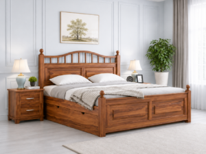 Imperial Luxury Wooden Storage Bed with Built-in Storage Compartments
