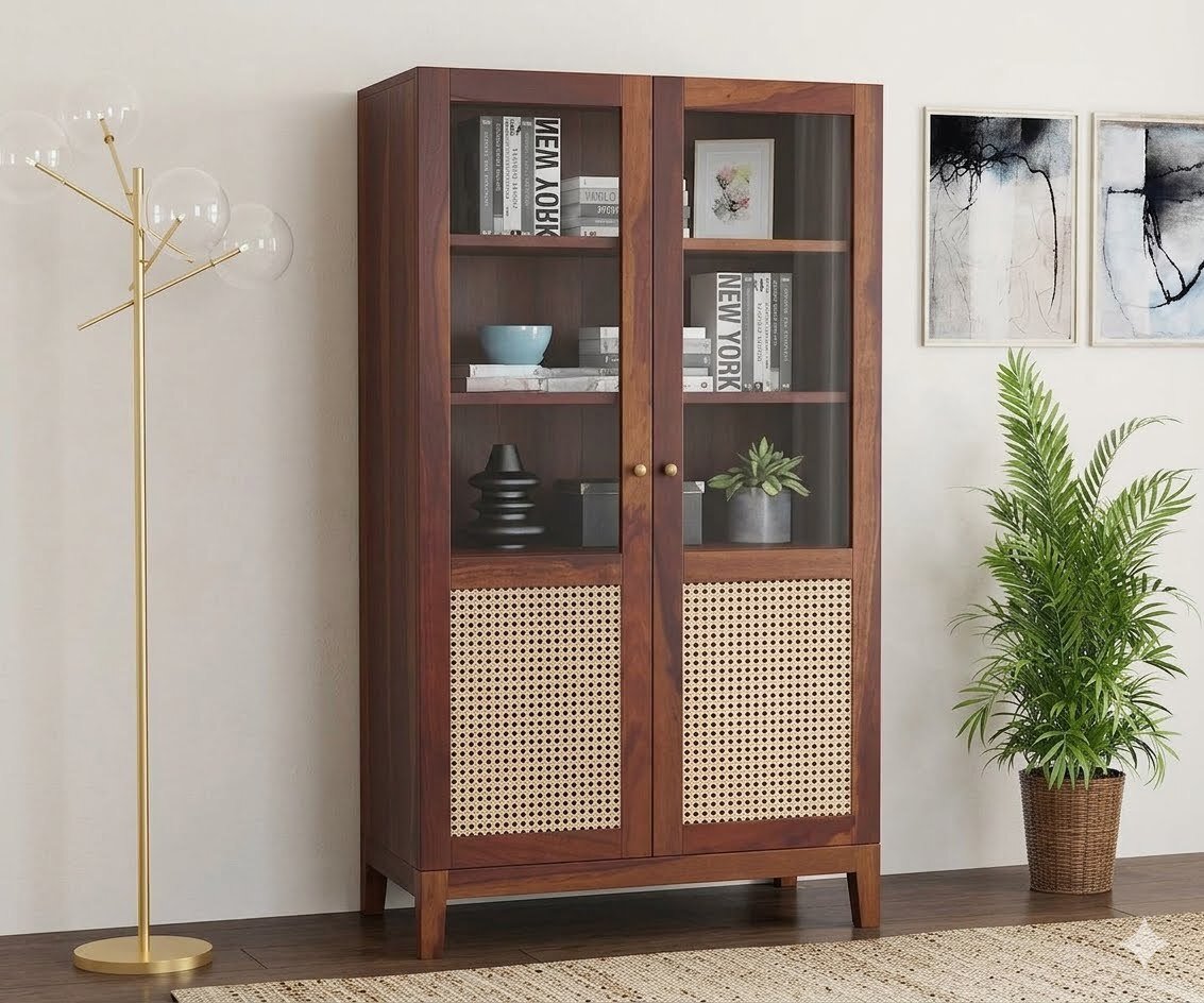 Imperial Solid Sheesham Wood Modern Display and Book Storage Shelf