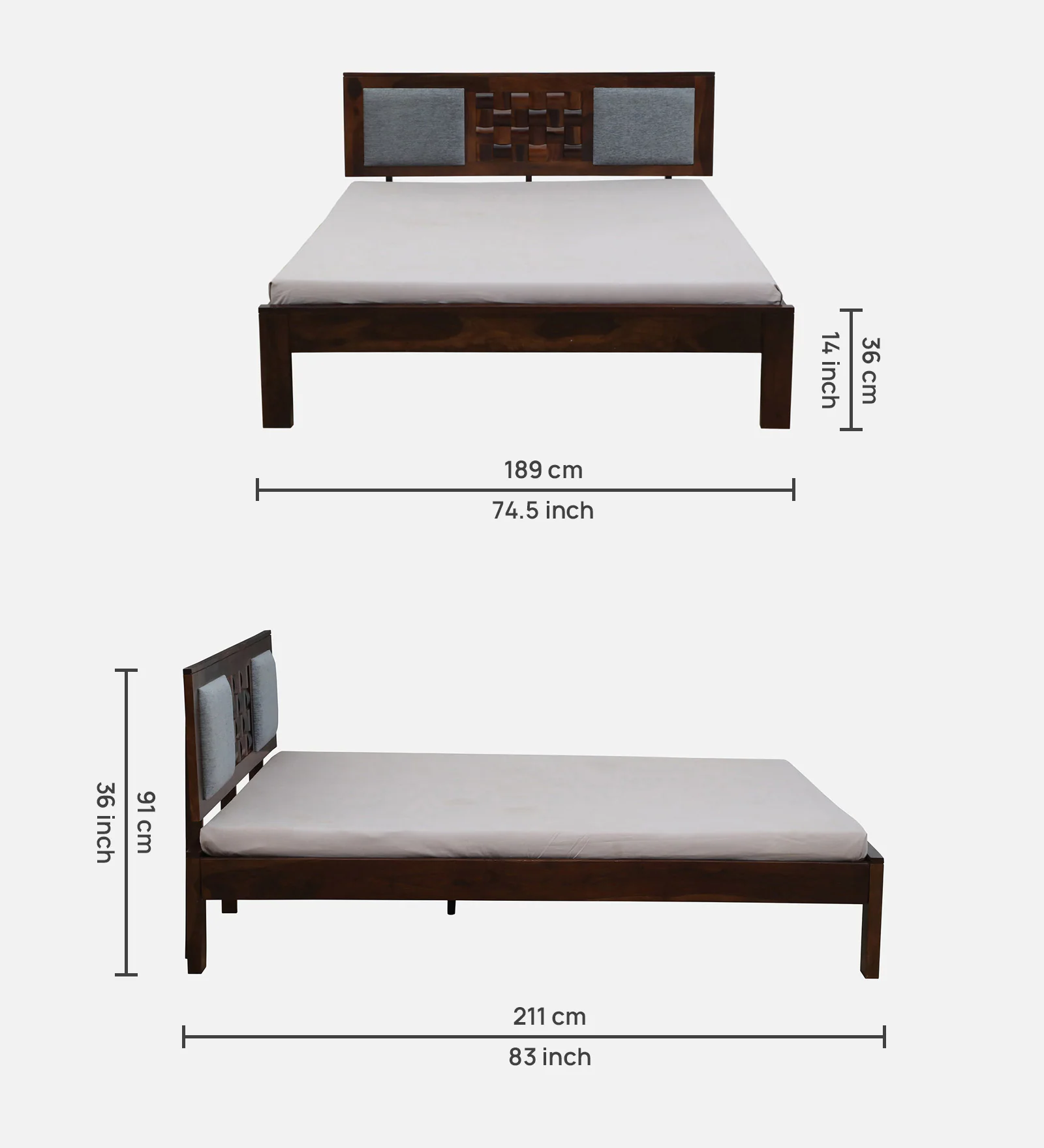 Jorvik Modern Solid Sheesham Wood Platform Bed - Image 3