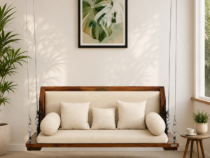 Kairon Luxury Wooden Swing Bench in Honey Oak Finish