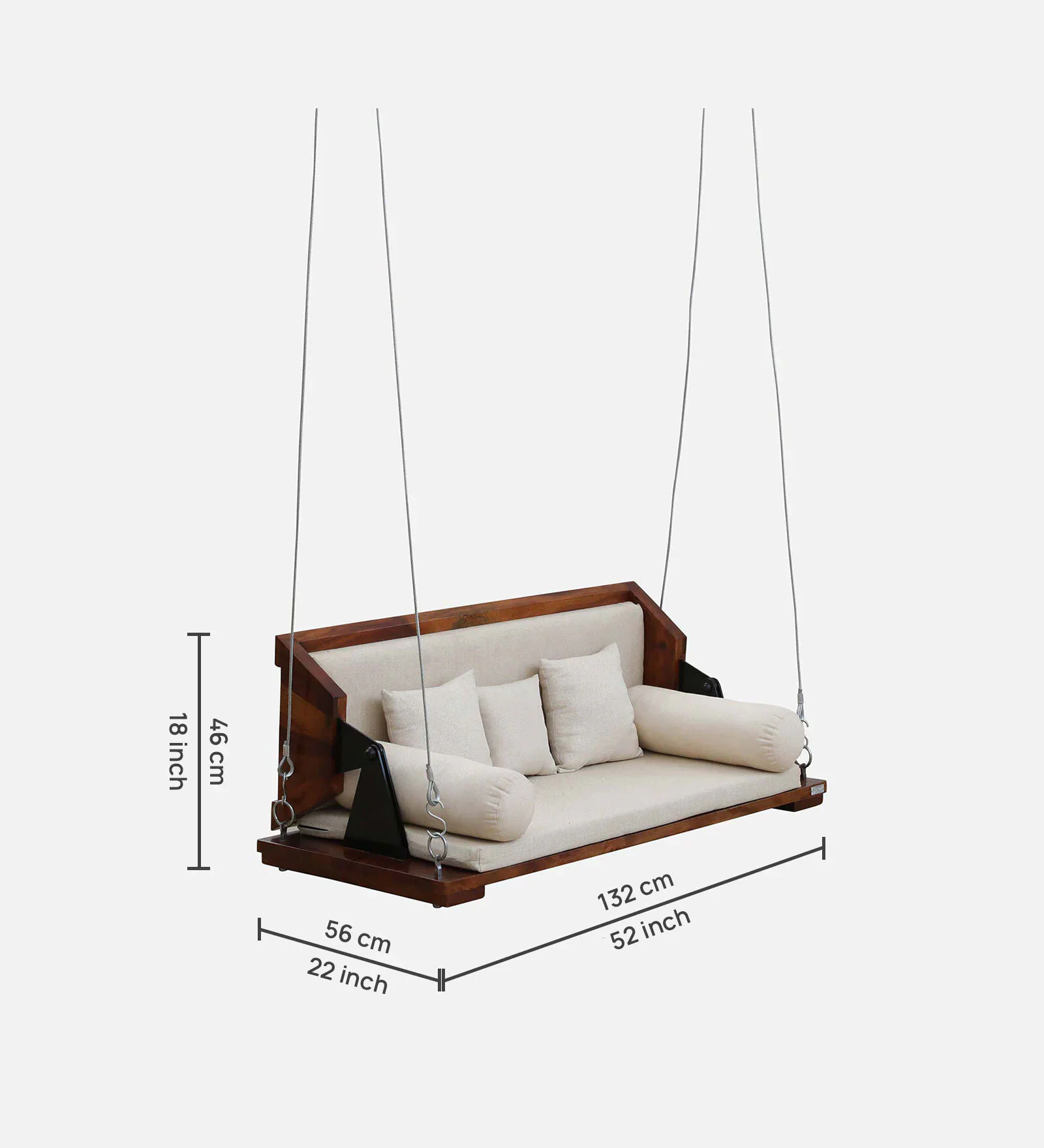 Kairon Luxury Wooden Swing Bench in Honey Oak Finish - Image 5