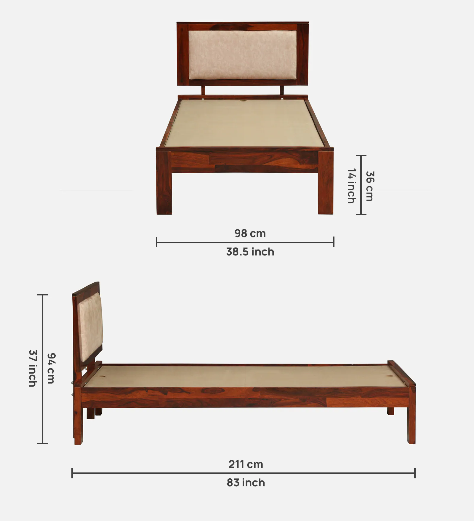 Kensington Solid Wood Single Bed in Provincial Teak Finish - Image 4
