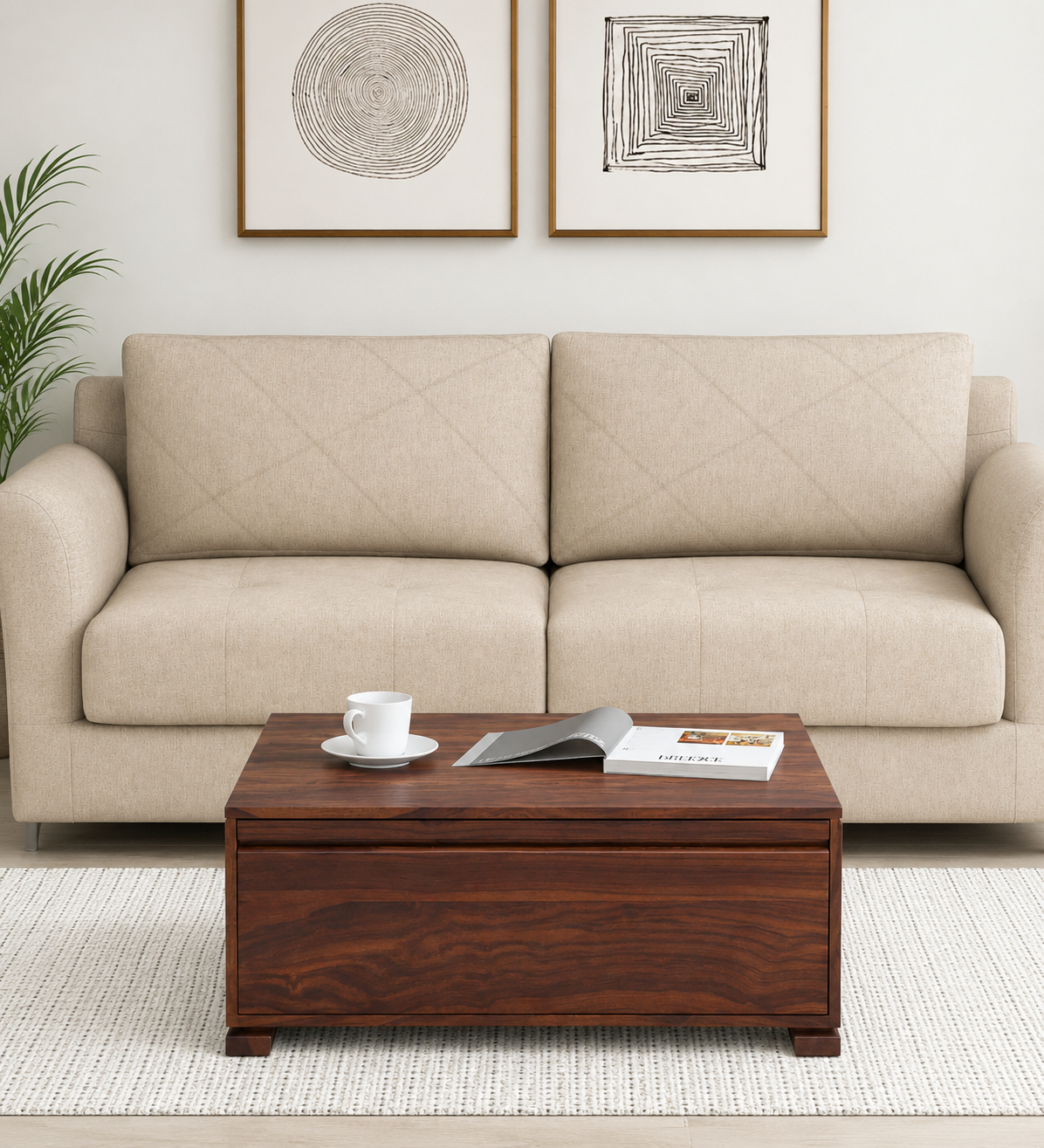 Kingsbridge Premium Wooden Coffee Table in Honey Oak Finish