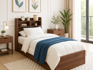 Kingston Solid Sheesham Wood Single Bed with Minimalist Design