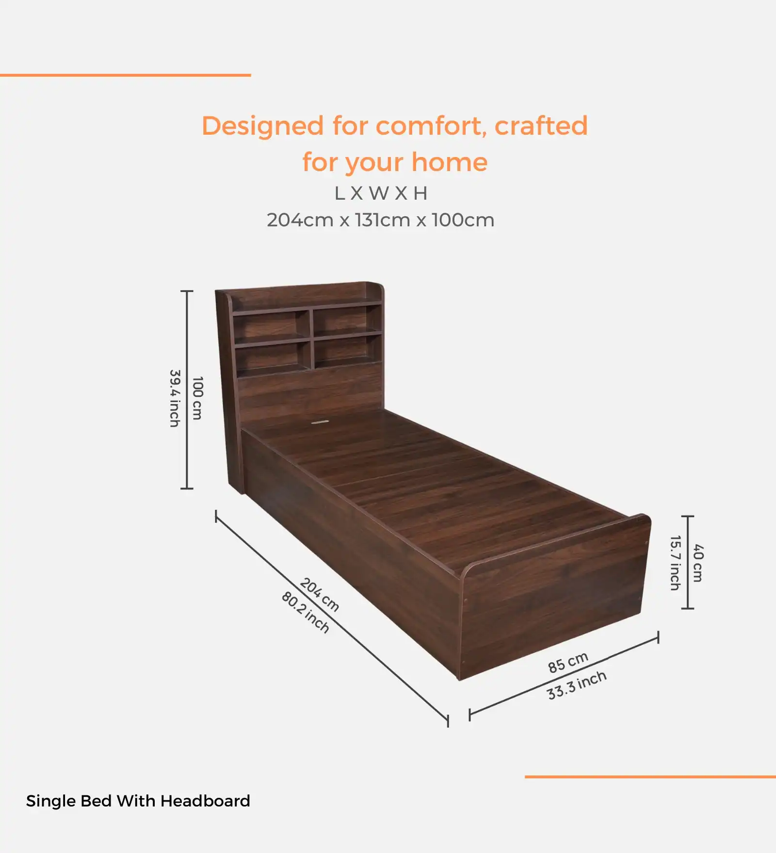 Kingston Solid Sheesham Wood Single Bed with Minimalist Design - Image 6