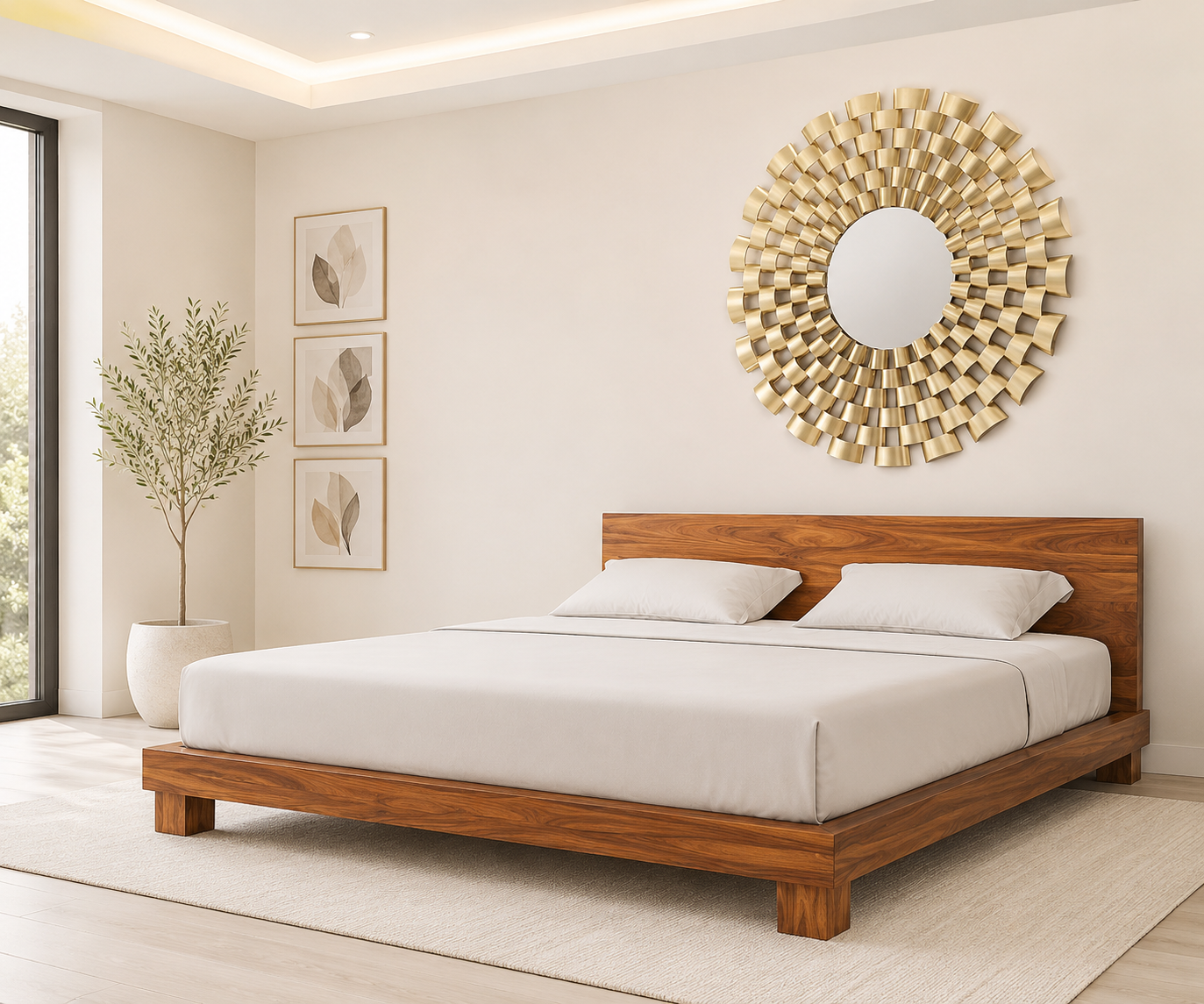 Kyoto Premium Solid Sheesham Wood King Size Storage Bed