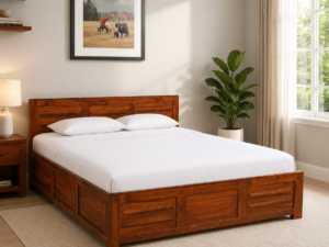 Laverick Contemporary Wooden Double Bed with Premium Finish