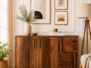 Lumiora Solid Sheesham Wood Home Storage Cabinet in Teak Finish