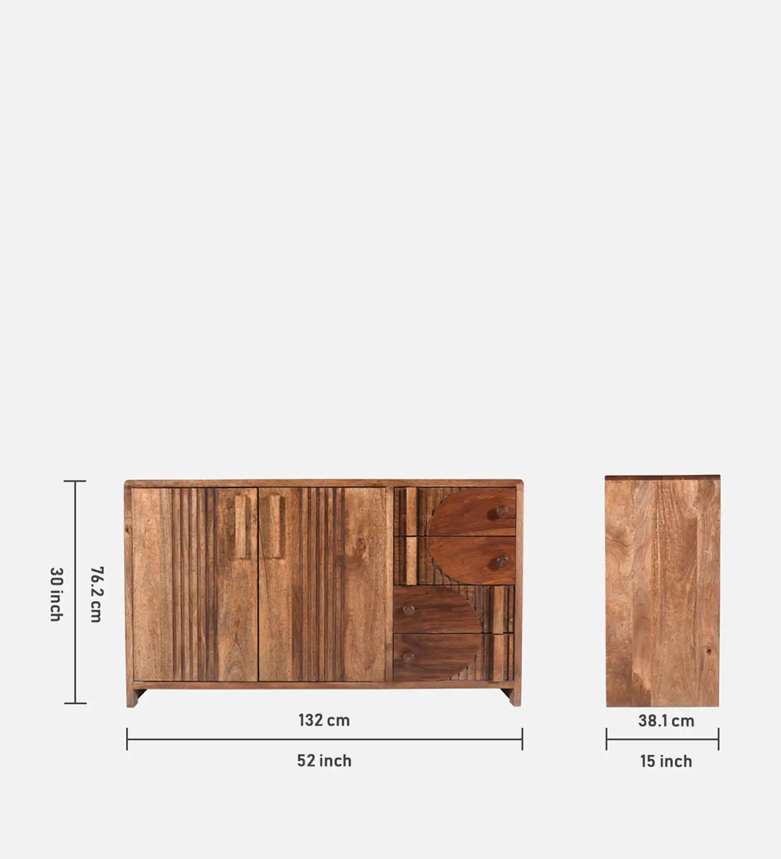 Lumiora Solid Sheesham Wood Home Storage Cabinet in Teak Finish - Image 4