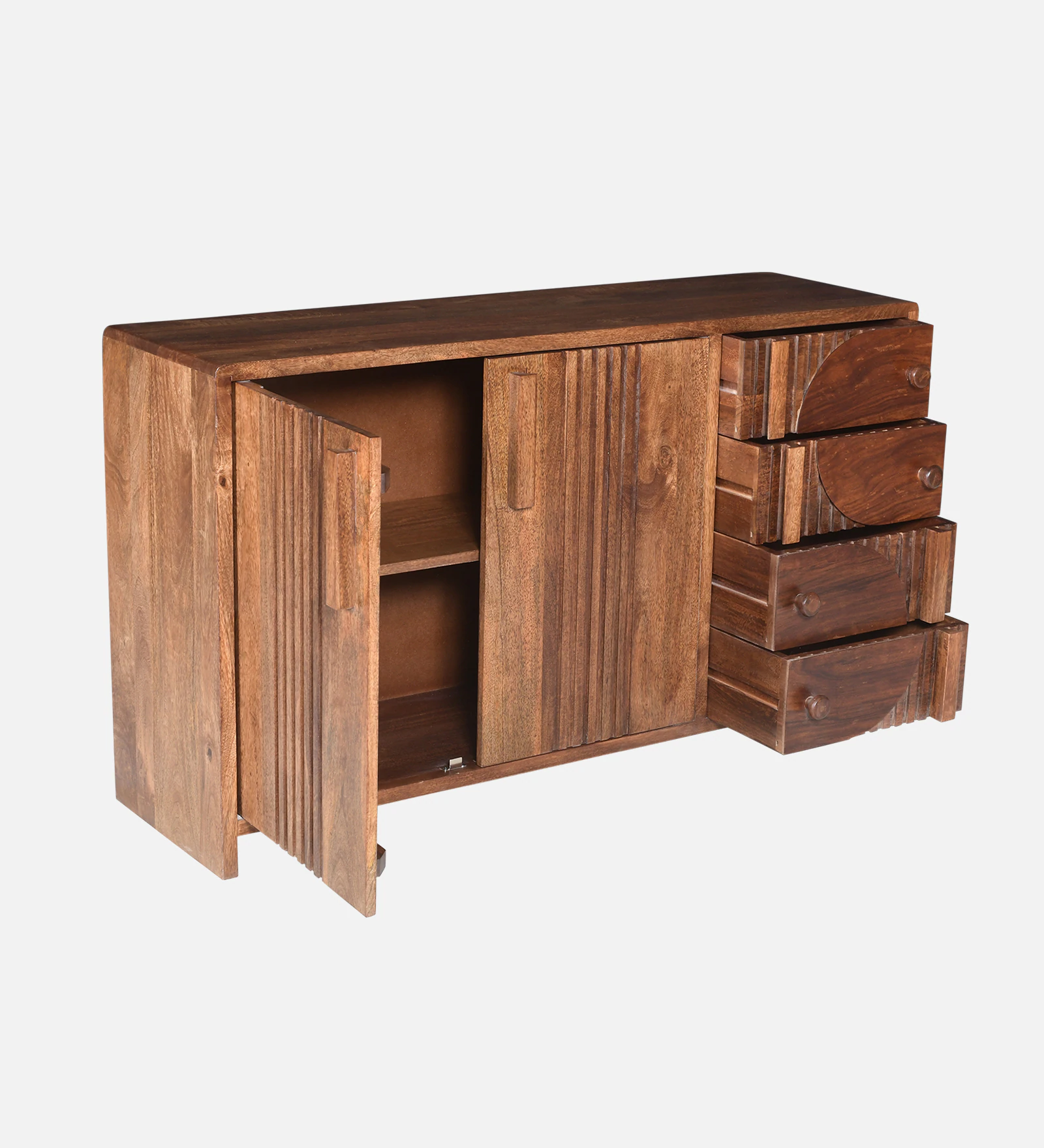 Lumiora Solid Sheesham Wood Home Storage Cabinet in Teak Finish - Image 5