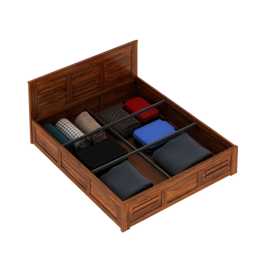 Luxoria Solid Sheesham Wood King Size Bed in Rich Walnut Finish - Image 5