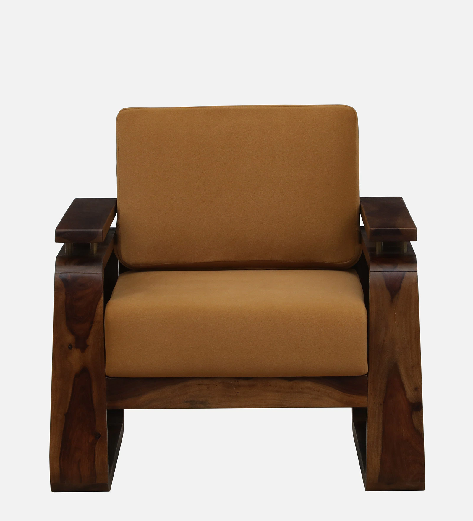 Luxury Handcrafted Sheesham Wood 1 Seater Sofa with Premium Cushioned Seating - Image 2
