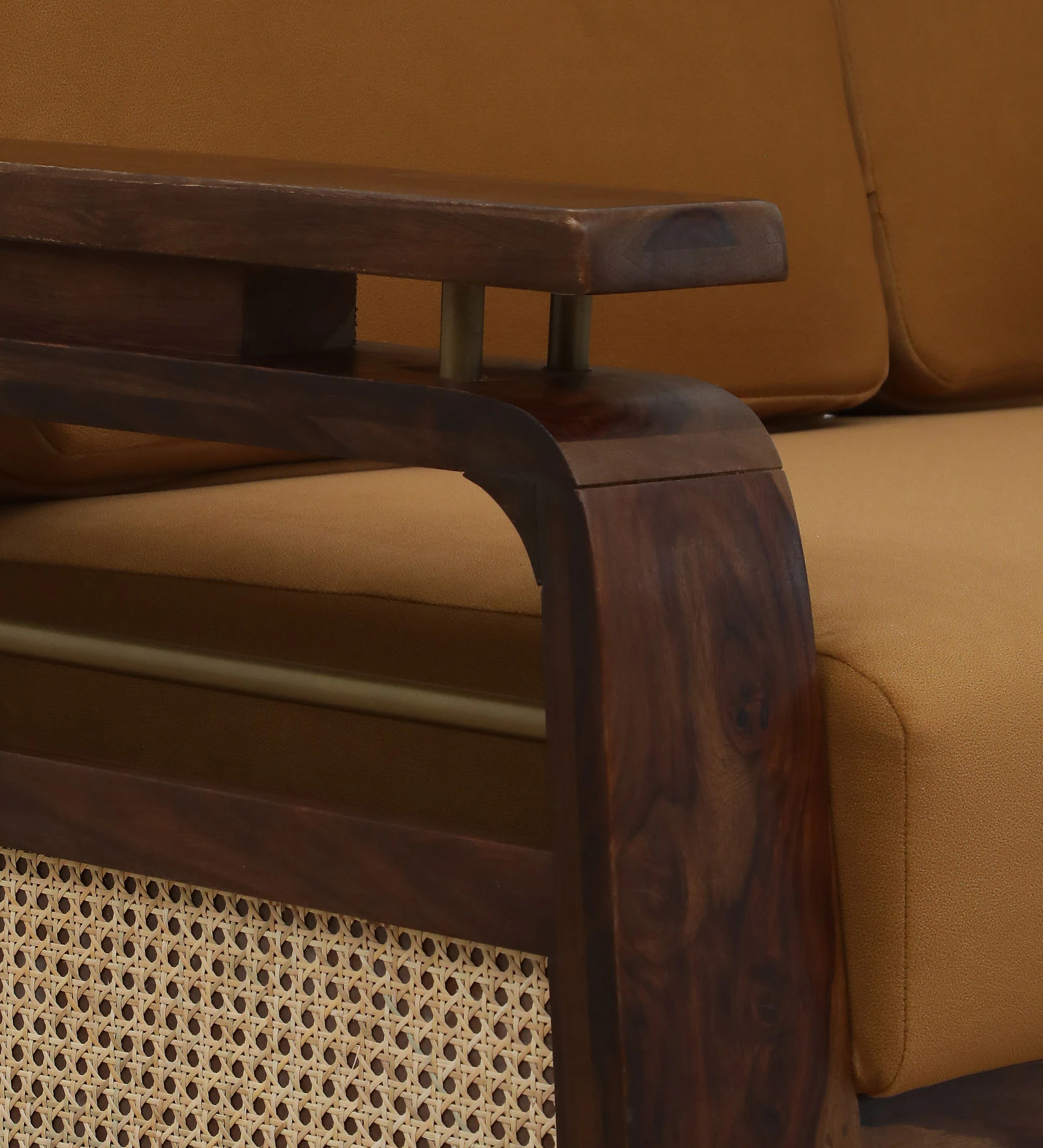 Luxury Handcrafted Sheesham Wood 1 Seater Sofa with Premium Cushioned Seating - Image 3