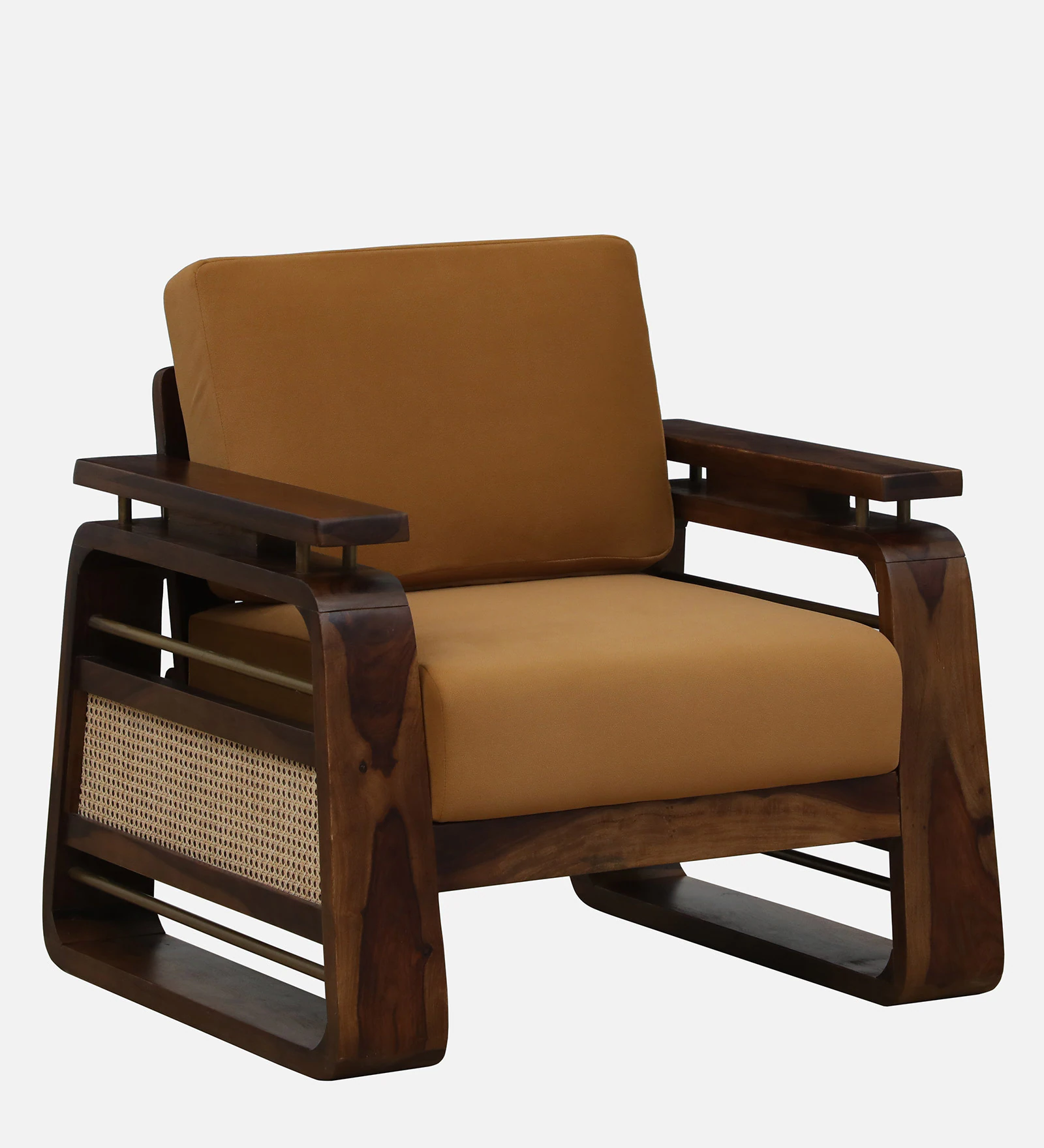 Luxury Handcrafted Sheesham Wood 1 Seater Sofa with Premium Cushioned Seating - Image 7