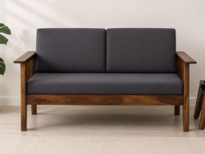 Luxury Handcrafted Sheesham Wood 2 Seater Sofa with Premium Cushioned Seating