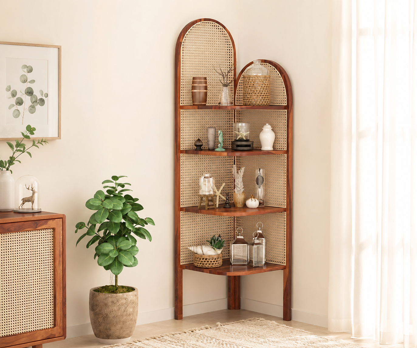 Luxury Handcrafted Solid Sheesham Wood Bookshelf for Home Library