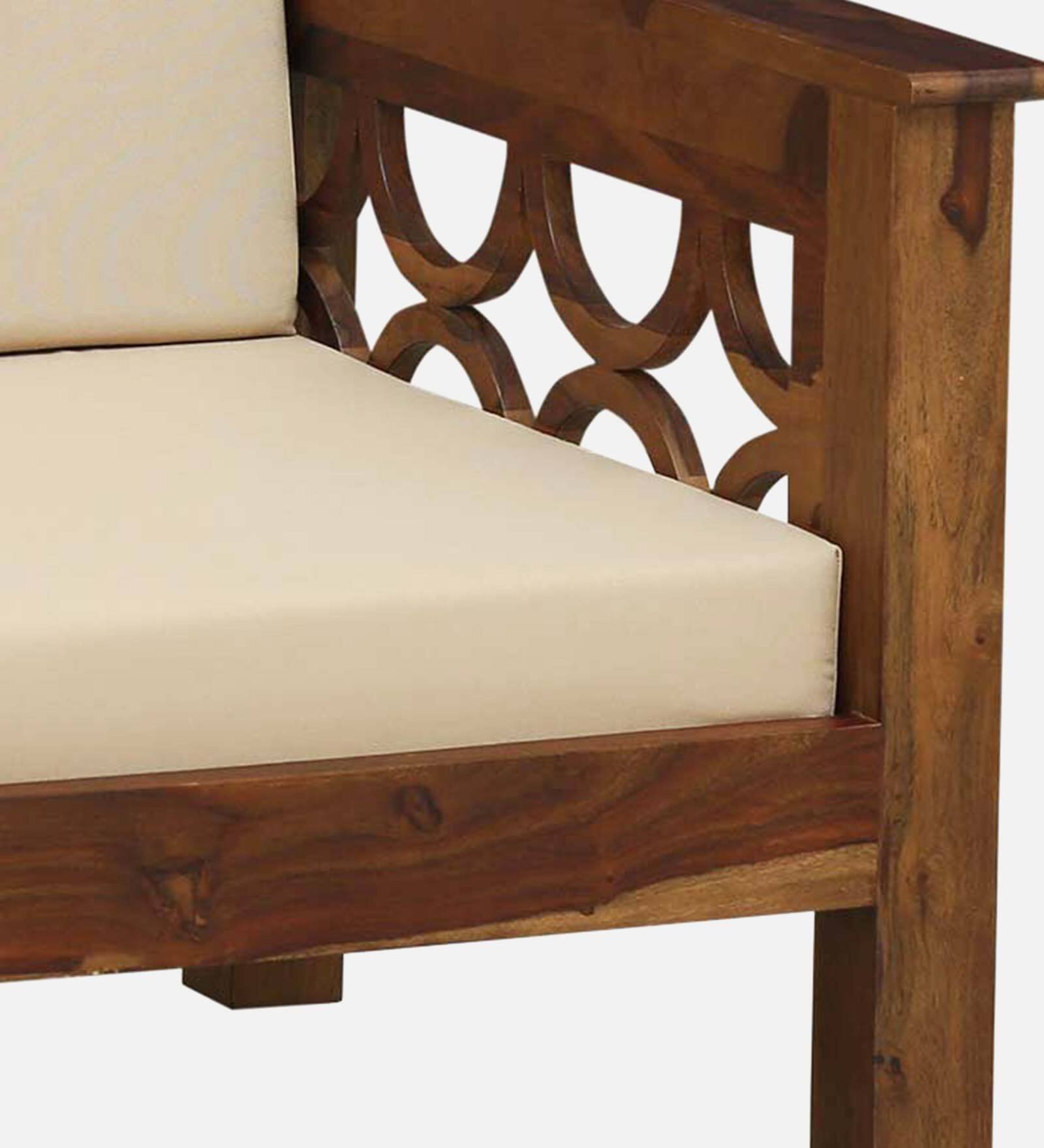 Luxury Living Sheesham Wood Accent 1 Seater Sofa with Soft Upholstery - Image 2