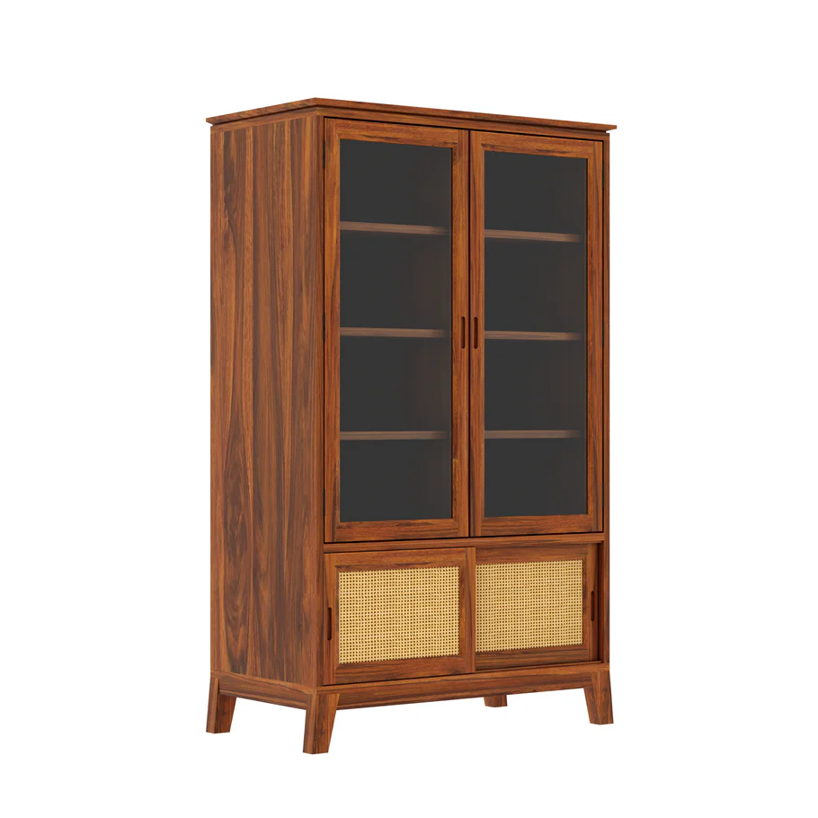 Maharaja Sheesham Wood Crockery Cabinet with Glass Display and Storage. - Image 7