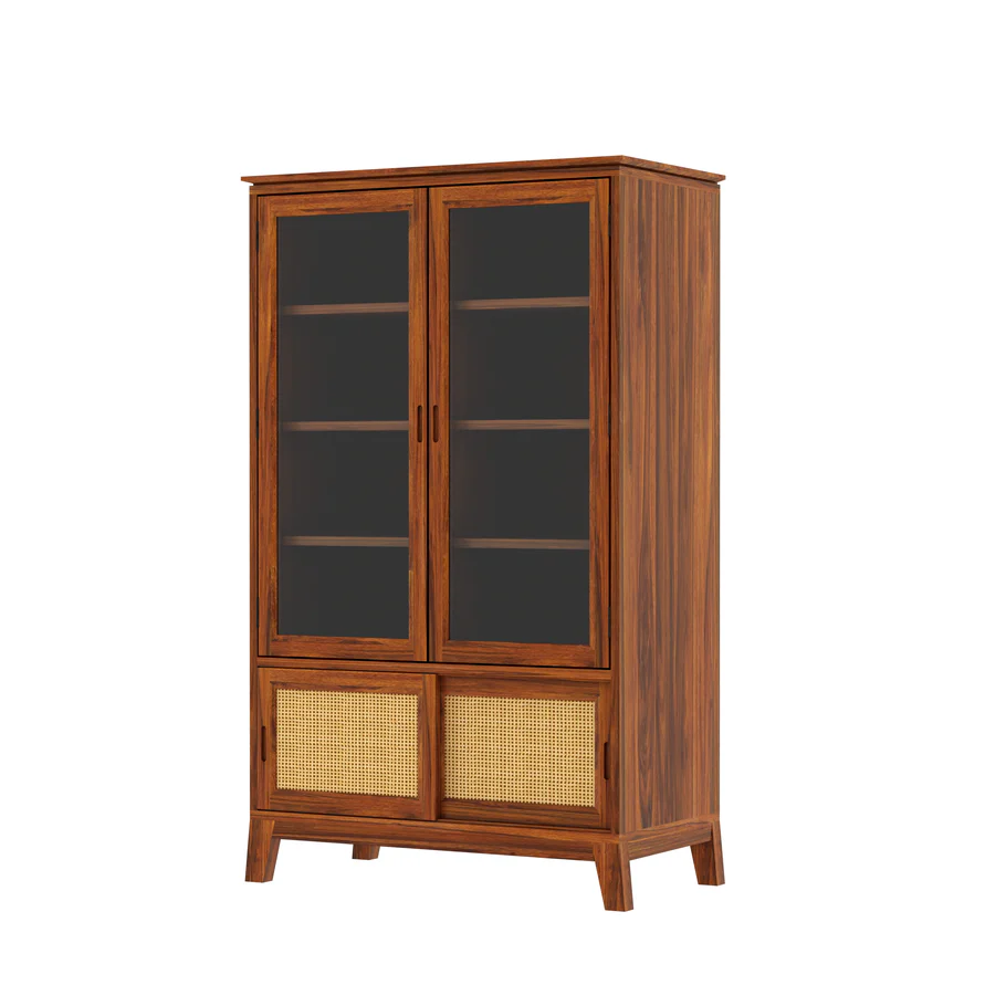 Maharaja Sheesham Wood Crockery Cabinet with Glass Display and Storage. - Image 6