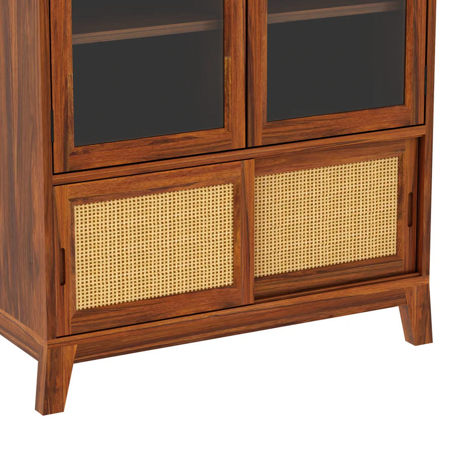 Maharaja Sheesham Wood Crockery Cabinet with Glass Display and Storage. - Image 5