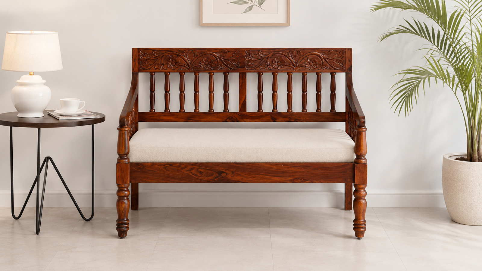 Majestic Living Premium Sheesham Wood 2 Seater Sofa Set