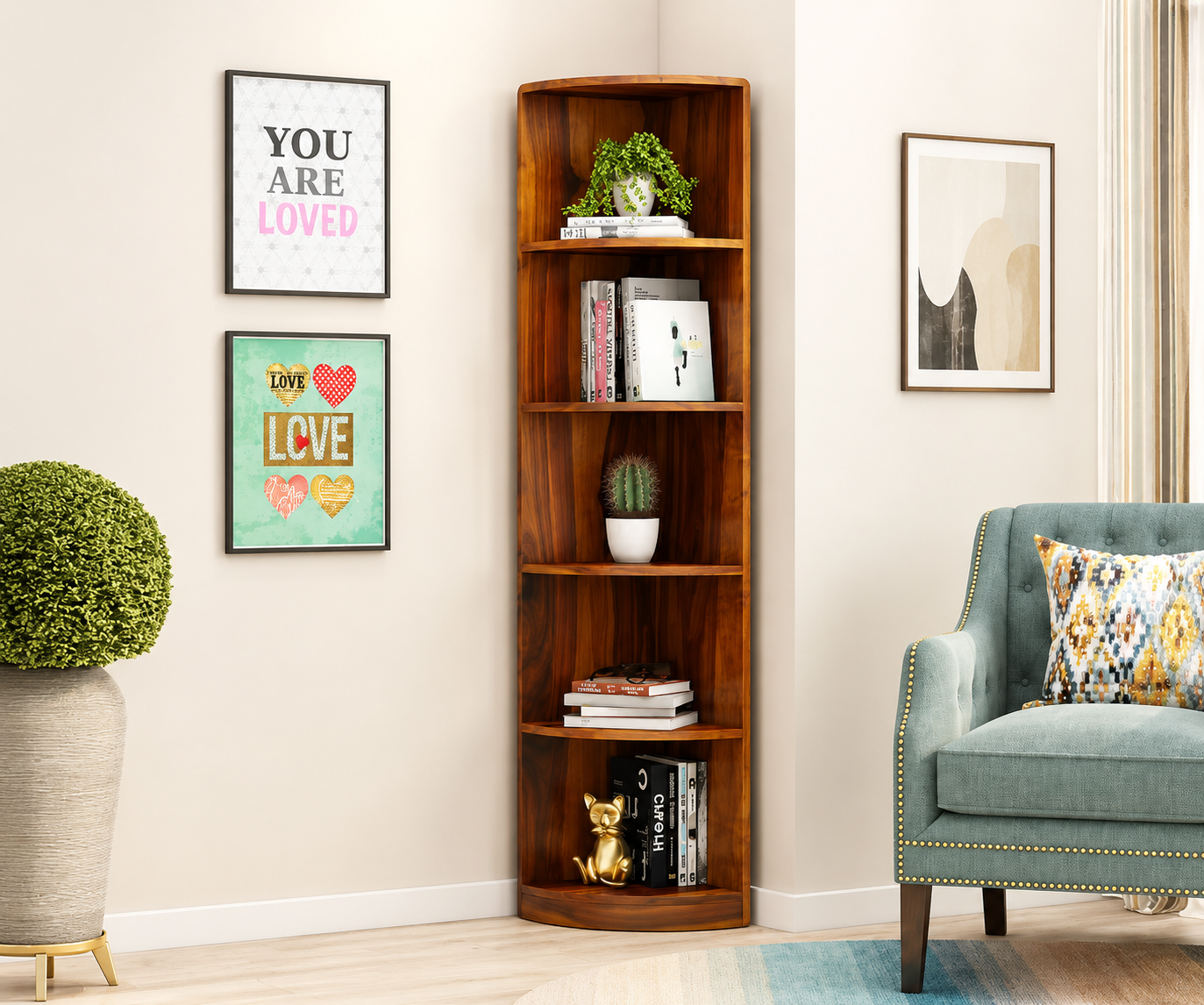 Majestic Solid Sheesham Wood Multi-Purpose Book Storage Cabinet