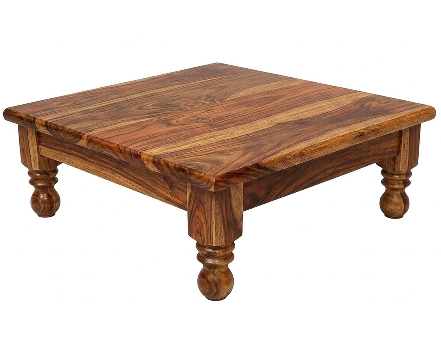 Mangalam Wooden Pooja Chowki in Natural Walnut Finish - Image 2