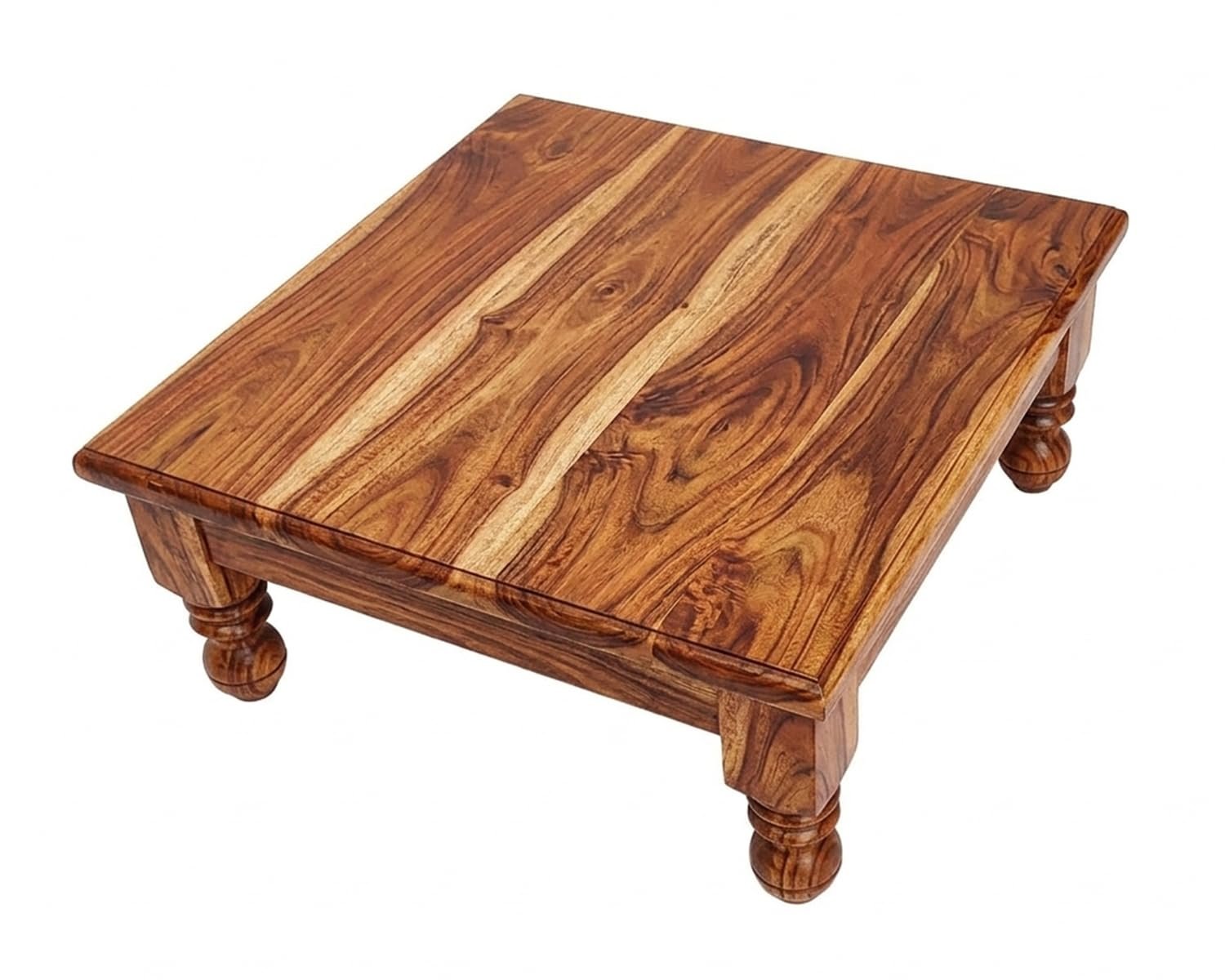 Mangalam Wooden Pooja Chowki in Natural Walnut Finish - Image 4
