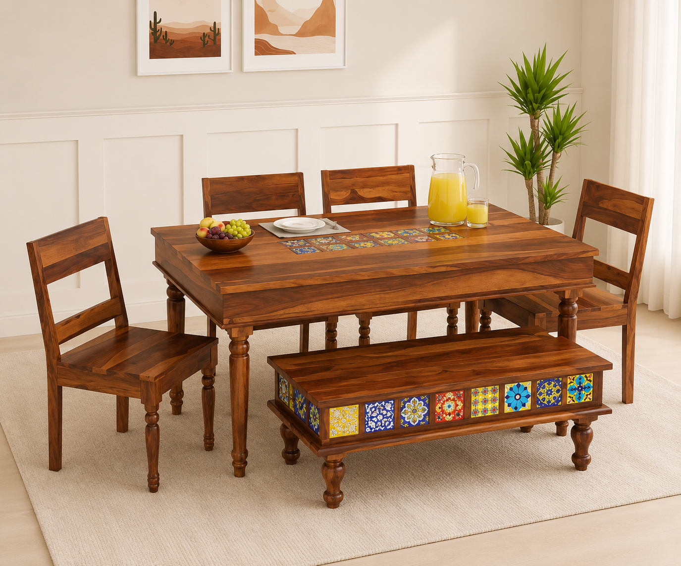 Marlow Heritage Wooden 6 Seater Dining Table Set
