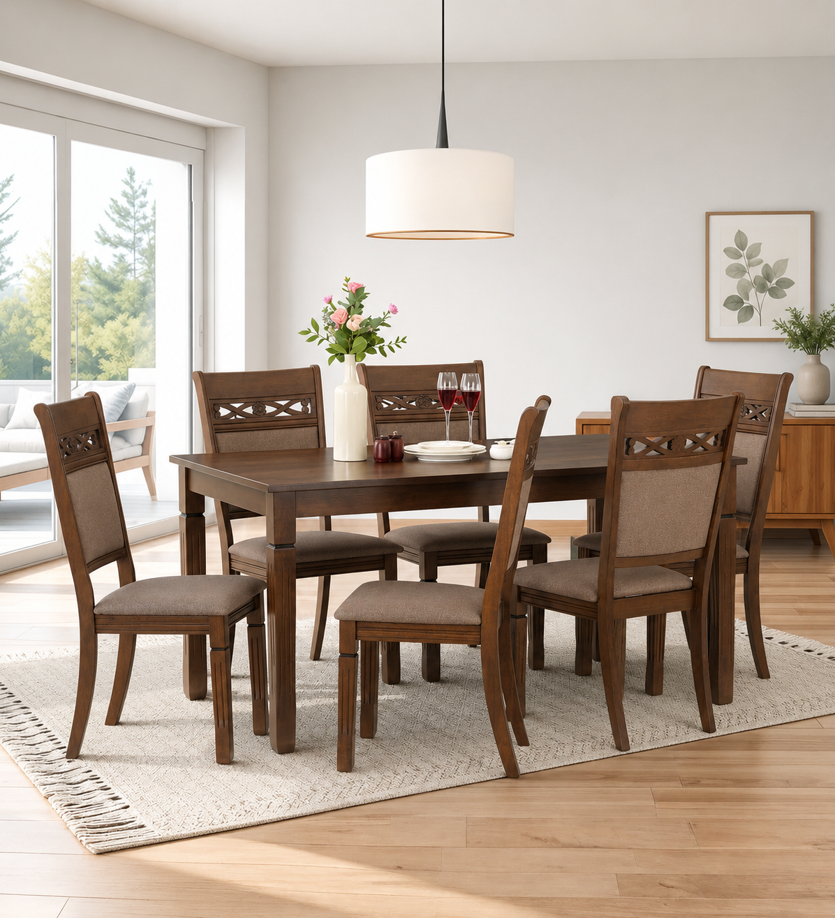Marlowe Premium Solid Sheesham Wood 6 Seater Dining Set
