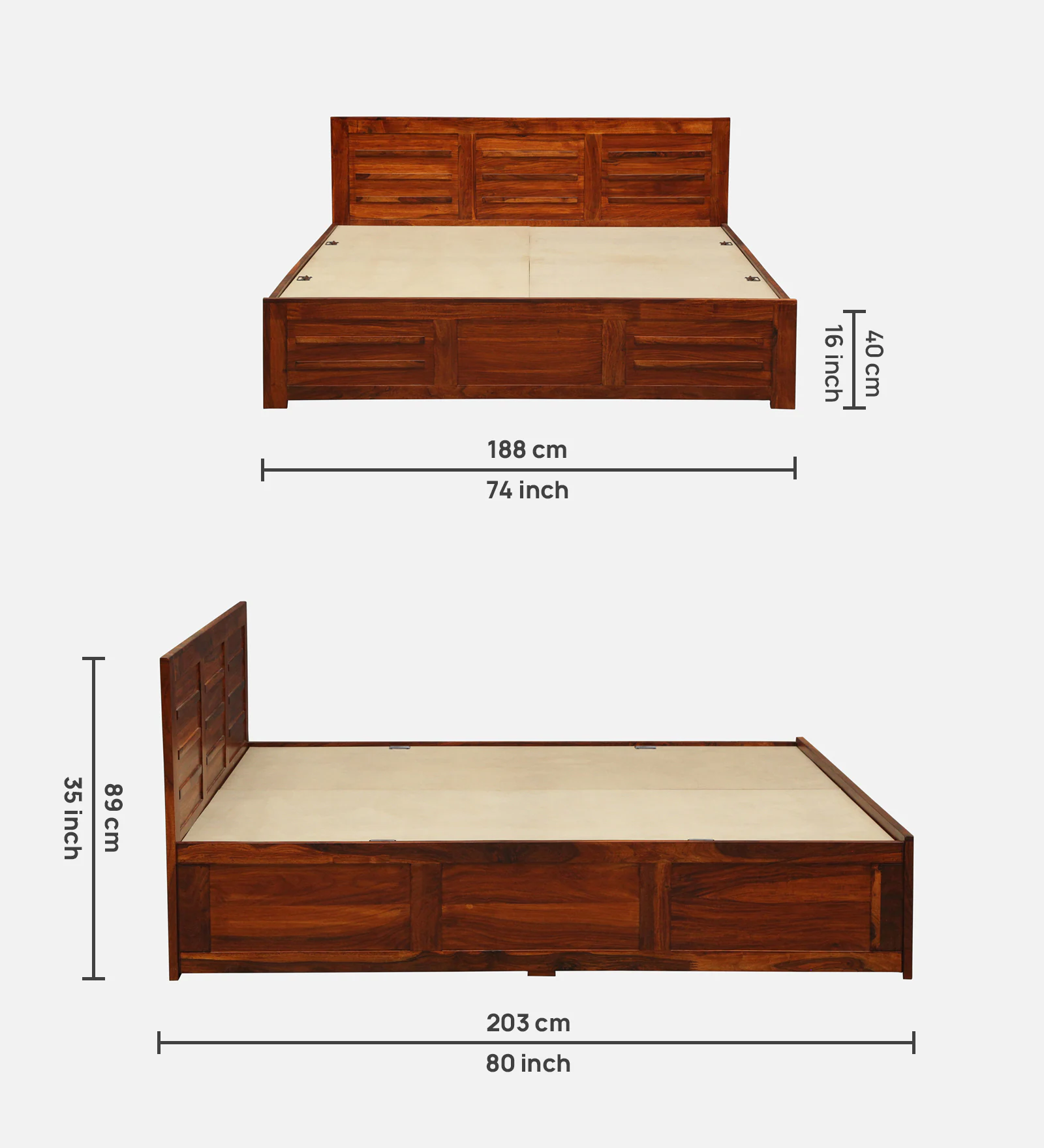 Marvello Luxury Solid Sheesham Wood Platform Bed - Image 2