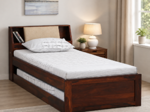 Marvello Luxury Wooden Single Bed in Honey Oak Finish
