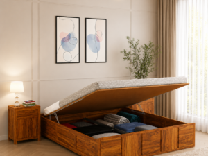Marvello Solid Wood Bed with Classic Headboard in Natural Finish