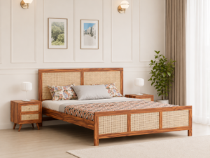 Milan Premium Solid Sheesham Wood Storage Bed with Headboard