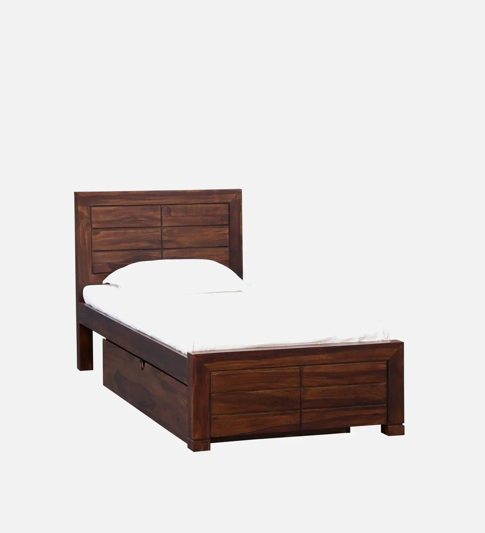 Milan Solid Sheesham Wood Single Bed in Provincial Teak Finish - Image 4