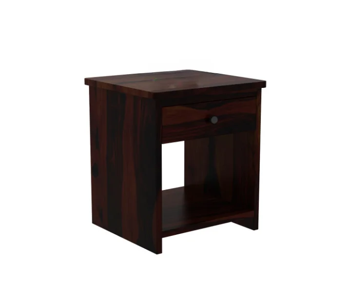 Minimalist Solid Sheesham Wood Bedside Table - Image 4
