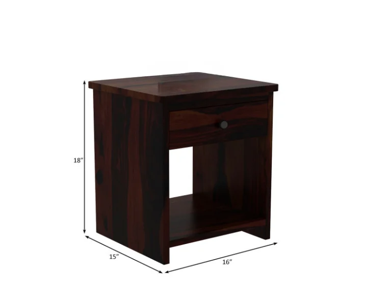 Minimalist Solid Sheesham Wood Bedside Table - Image 6