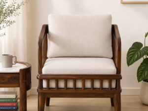 Modern Classic Wooden Strong 1 Seater Sofa with Comfortable Cushioned Seat